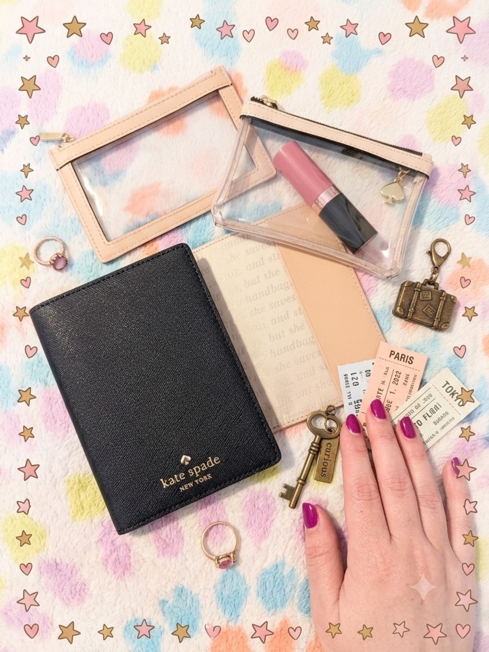 kate spade Storybook Black Passport Cover